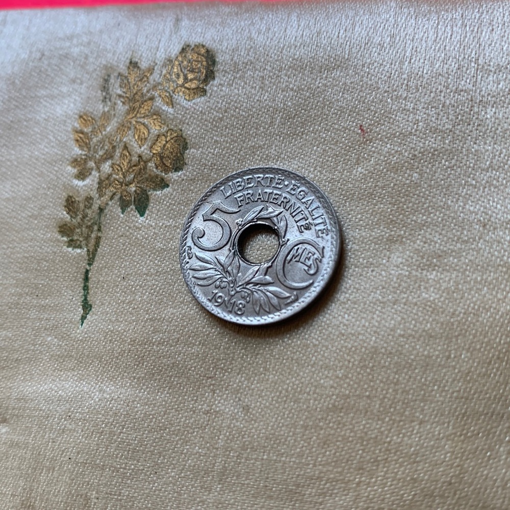 Antique 5 Centimes Silver Piece Coin